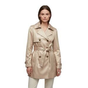 Michael Kors Women Trench Coat Size 1X Gold Professional Career Quiet Luxury NWT